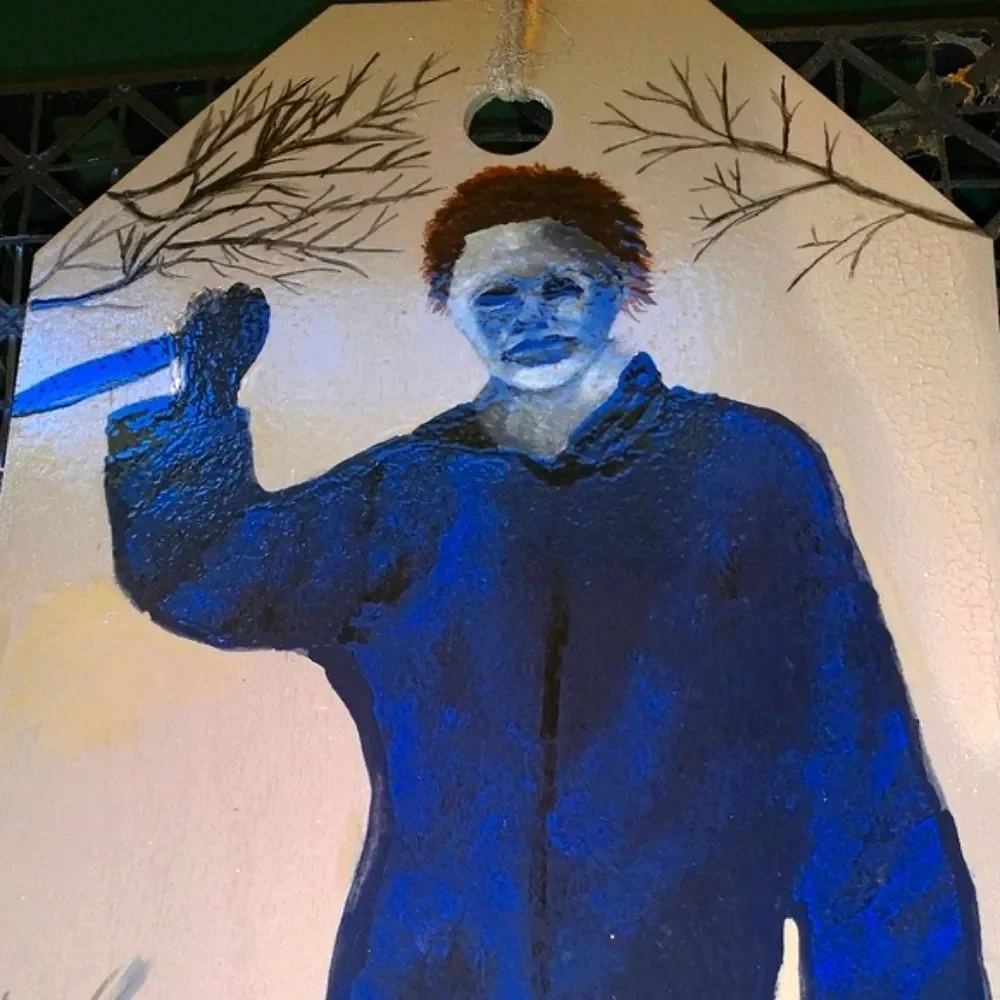 Hand Crafted Michael Myers Art Painting On Wood 13x8